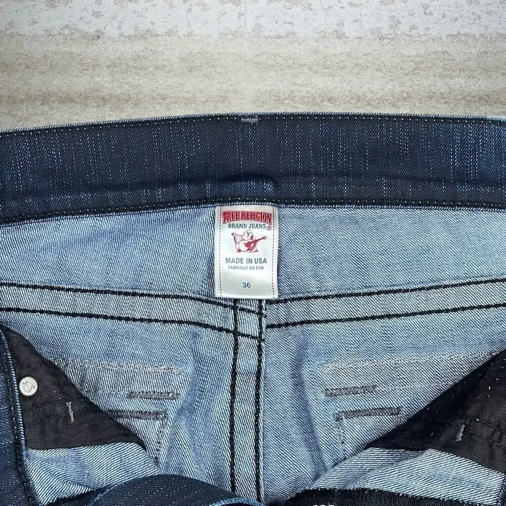 Vintage Y2K True Religion Skater Jeans 36x34 Ricky Fit Dark Wash Made in USA